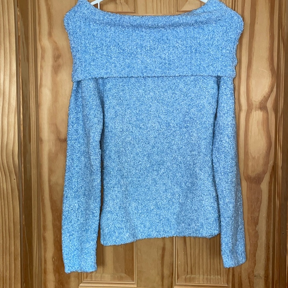 Victoria Secret Moda International - Off the Shoulder Sweater- Light Blue - M